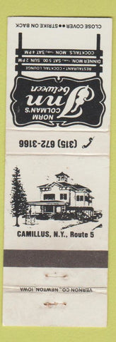 Matchbook Cover - Norm Colman's Inn Between Camillus NY