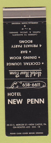 Matchbook Cover - Hotel New Penn New Castle PA