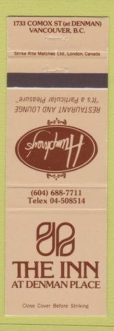 Matchbook Cover - The Inn at Denman Place Vancouver BC