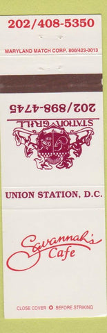 Matchbook Cover - Savannah's Cafe Union Station Washington DC