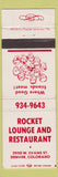 Matchbook Cover - Rocket Lounge Restaurant Denver Colorado WEAR