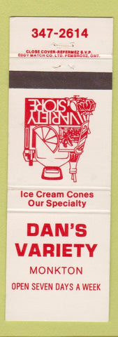 Matchbook Cover - Dan's Variety Store Monkton ON