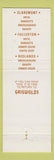 Matchbook Cover - Griswold's Fullerton Claremont Redlands CA
