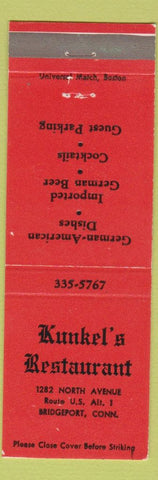 Matchbook Cover - Kunkel's Restaurant Bridgeport CT