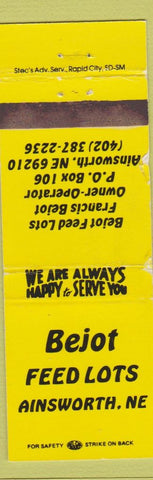 Matchbook Cover - Bejot Feed Lots Ainsworth NE