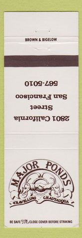 Matchbook Cover - Major Ponds San Francisco CA