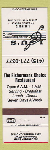 Matchbook Cover - Fishermans Choice Restaurant Lou's San Francisco CA