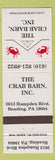 Matchbook Cover - The Crab Barn Reading PA
