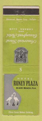 Matchbook Cover - Hotel Roney Plaza Miami Beach FL flamingo