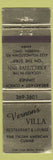 Matchbook Cover - Vernon's Villa Italian Restaurant Warren OH