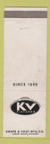 Matchbook Cover - KV Fixtures Knape Vogt Grand Rapids MI WEAR