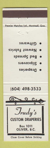 Matchbook Cover - Trudy's Custom Drapes Oliver BC