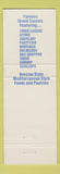 Matchbook Cover - Greek Islands Restaurant Tarpon Springs FL