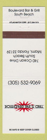 Matchbook Cover - Boulevard Bar Grill South Beach Miami FL