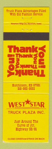 Matchbook Cover - West Star Truck Stop Hutchinson KS oil gas
