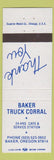 Matchbook Cover - Baker Truck Corral Baker OR oil gas