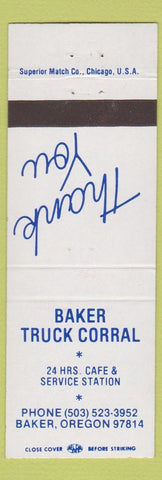 Matchbook Cover - Baker Truck Corral Baker OR oil gas