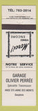 Matchbook Cover - Garage Oliver Perree Ste Anne Des Monts QQ