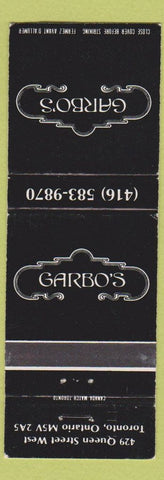 Matchbook Cover - Garbo's Toronto ON