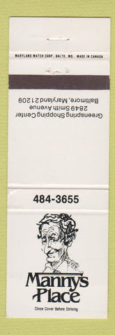 Matchbook Cover - Manny's Place Baltimore MD