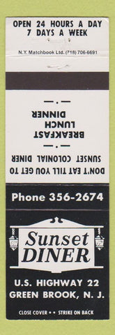 Matchbook Cover - Sunset Diner Green Brook NJ