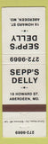 Matchbook Cover - Sepp's Delly Aberdeen MD