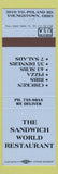 Matchbook Cover - Sandwich World Restaurant Youngstown OH Pizza blue