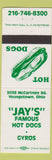 Matchbook Cover - Jay's Hot Dogs Gyros Youngstown OH