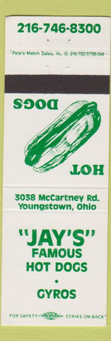 Matchbook Cover - Jay's Hot Dogs Gyros Youngstown OH
