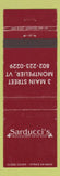 Matchbook Cover - Sanducci's Restaurant Montpelier VT