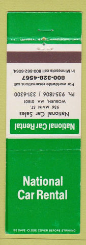 Matchbook Cover - National Car Rental Woburn MA
