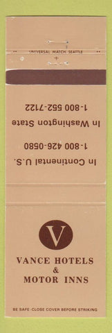 Matchbook Cover - Vance Hotels Motor Inns Seattle Spokane WA Honolulu Hawaii