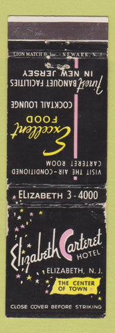 Matchbook Cover - Elizabeth Carteret Hotel Elizabeth NJ WORN