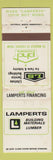 Matchbook Cover - Lamberts Building Materials St Paul MN WEAR