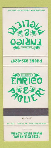 Matchbook Cover - Enrico Paglieri Italian Restaurant Miami Beach FL