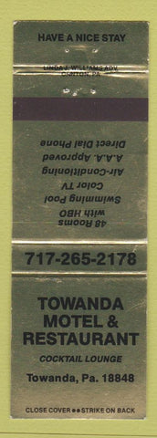 Matchbook Cover - Towanda Motel Restaurant PA