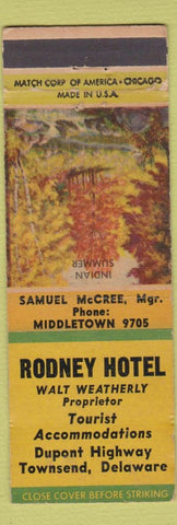 Matchbook Cover - Rodney Hotel Townsend DE WORN