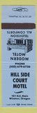 Matchbook Cover - Hill Side Court Motel Winston OR