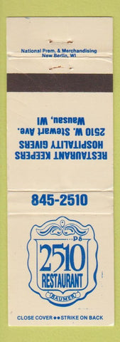 Matchbook Cover - 2510 Restaurant Wausau WI