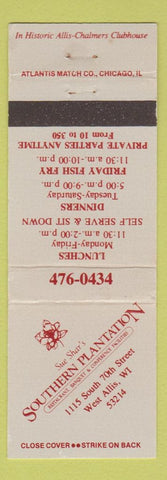 Matchbook Cover - Southern Plantation West Allis WI Restaurant