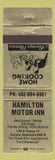 Matchbook Cover - Hamilton Motor Inn Aurora NE