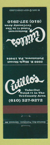 Matchbook Cover - Cutillo's Restaurant Pottstown PA