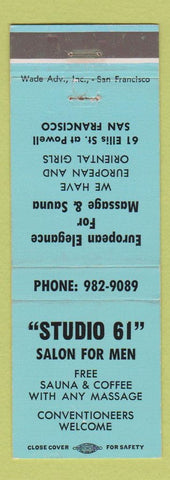 Matchbook Cover - Studio 61 Mens Hair Salon San Francisco CA
