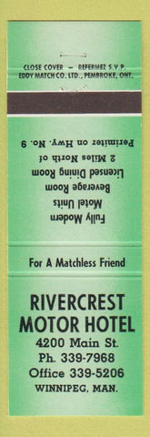 Matchbook Cover - Rivercrest Motor Hotel Winnipeg MB