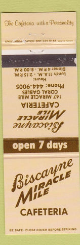 Matchbook Cover - Biscayne Miracle Mile Cafeteria Coral Gables FL