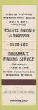 Matchbook Cover - Roommate Finding Service Milwaukee WI
