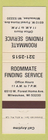 Matchbook Cover - Roommate Finding Service Milwaukee WI