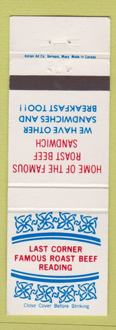 Matchbook Cover - Last Corner Famous Roast Beef Reading