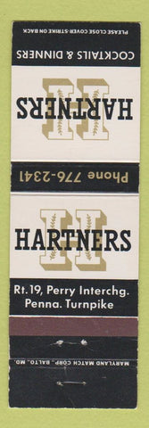 Matchbook Cover - Hartners Restaurant PA Turnpike