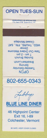 Matchbook Cover - Libbys Blue Line Diner Colchester VT